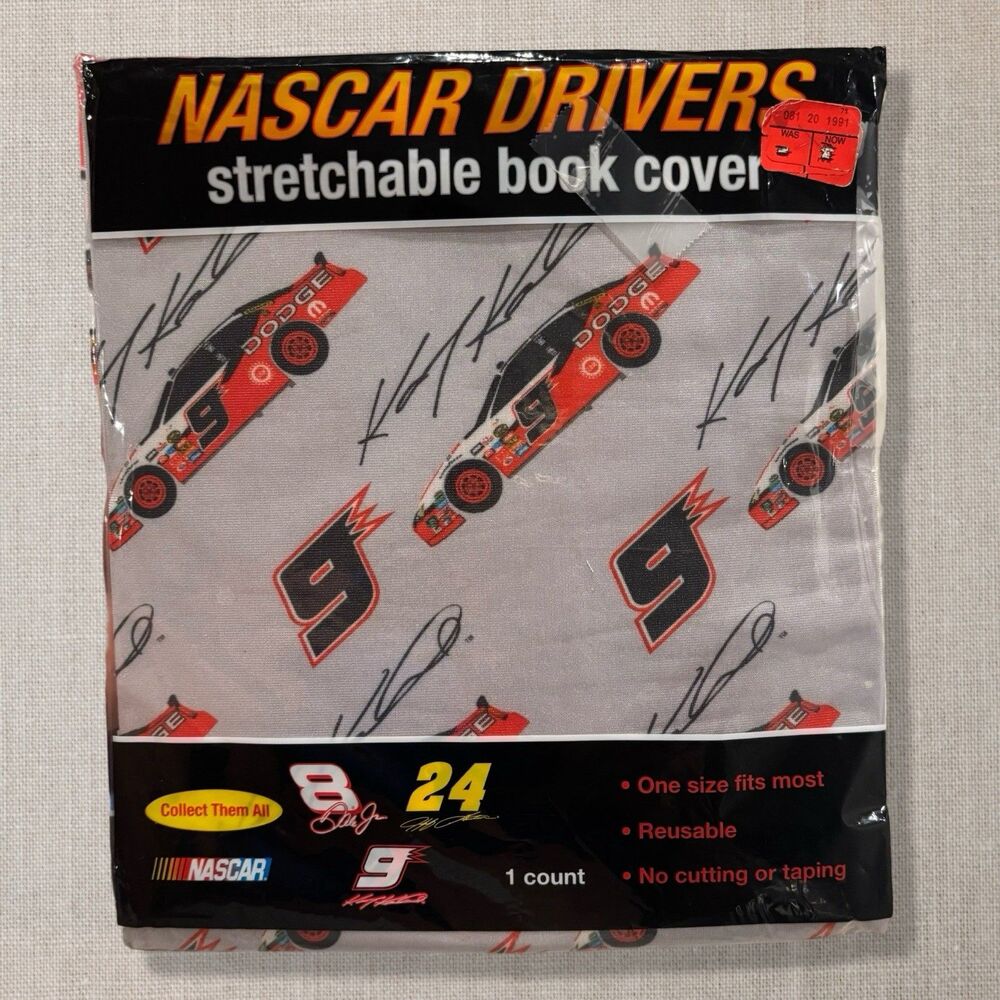 Vintage NASCAR Kasey Kahne #9 Dodge Stretchable Book Cover Gray 2007 New NOS